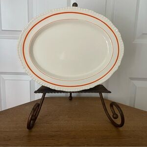 Classic White Serving Platter with Orange Accents